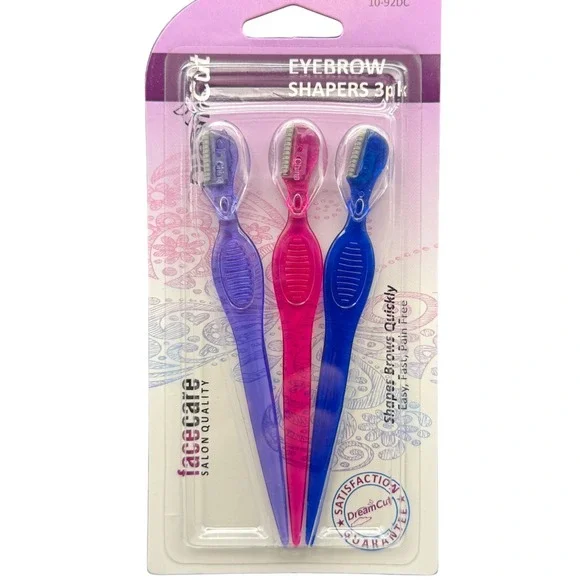 DreamCut Eyebrow Shapers 3pk Facecare Salon Quality Razors 10-92DC Multicolor‎