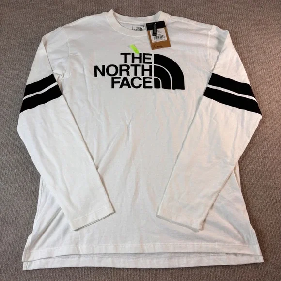 The North Face White Black Colleigiate Long Sleeve Shirt Men's Sz Large NWT Flaw