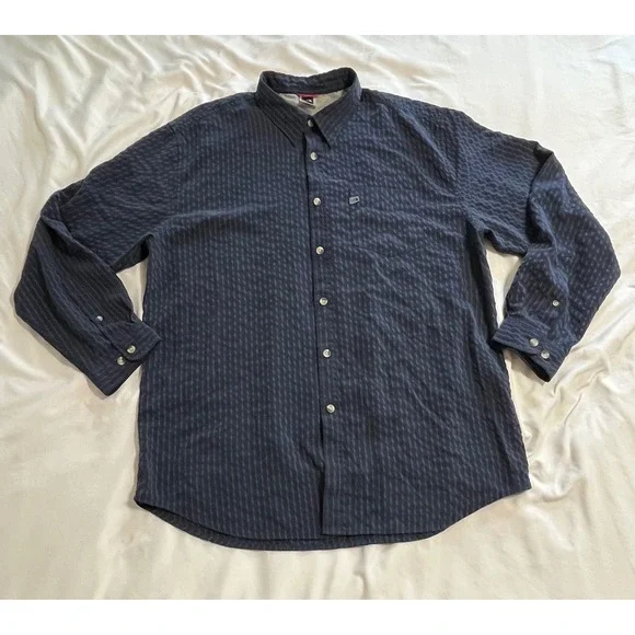 The North Face Mens XL Navy Blue Textured Stripe‎ Long Sleeve Button Down Shirt