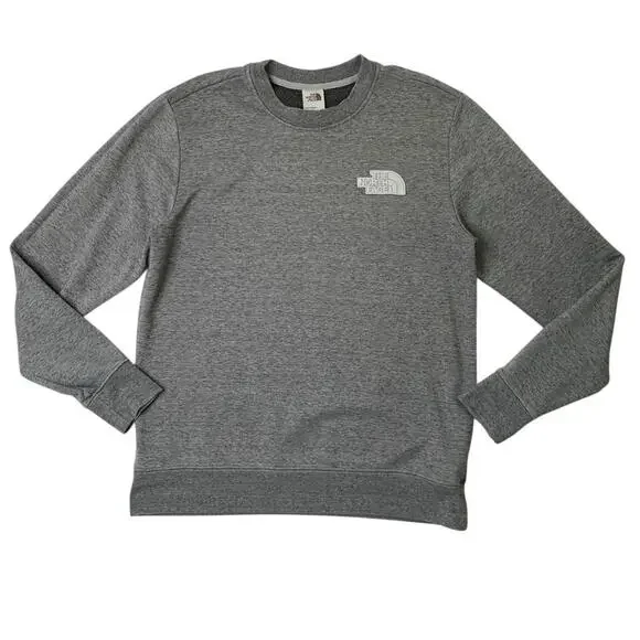 The North Face Sweatshirt Men L Large Grey Fleece Lined Half Dome Patch Crew
