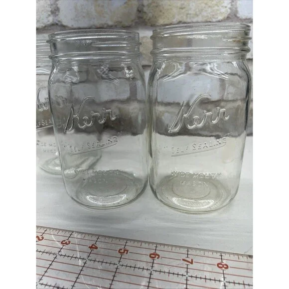 Vintage Kerr Self Sealing Mason Pint Jars for Canning~ Set of 2