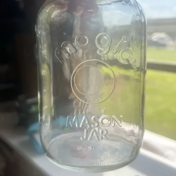 Magic Mason Jar Quart size + Measurement Lines On Side Of Jar No Lid Vintage