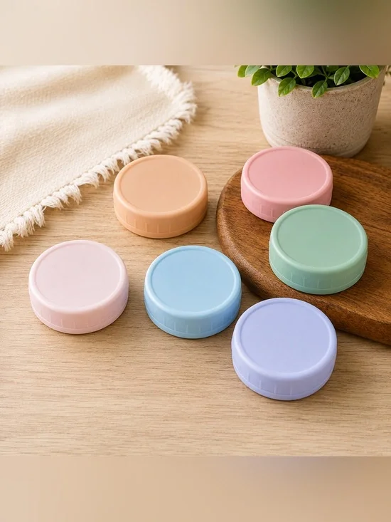 Reusable Food Storage Container Lids Set of 6 with Silicone Seals Pastel Colors