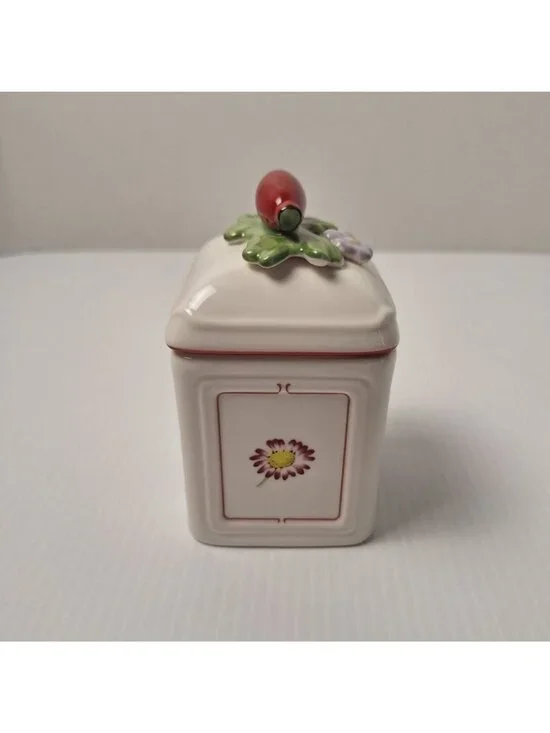 VILLEROY & BOCH PETITE FLEUR CHARM JAMPOT/JAR/CANISTER RED PEPPER FINIAL NWB