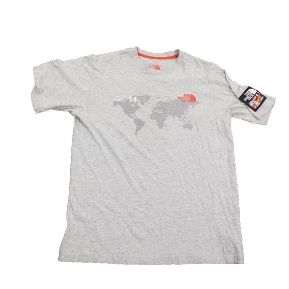 The North Face‎ RU14 Sochi 2014 Olympic Flag Shirt Mens Medium Gray Map Tee