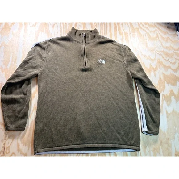 The North Face A5 Series‎ Mens Quarter Zip Wool Blend Sweater Olive Brown Large