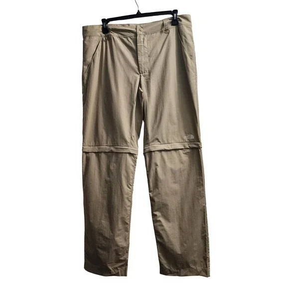 The North‎ Face Mens Convertible Hiking Pants Khaki Ripstop Zip Off Shorts 38x32