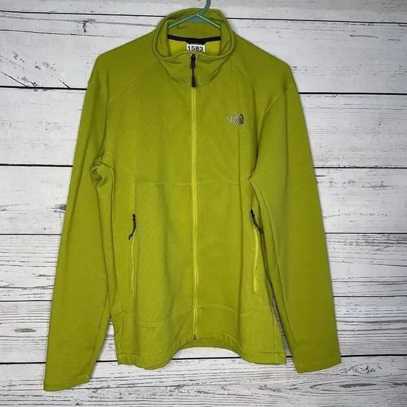 The North Face Mustard Yellow Long Sleeve Full Zip Fleece Jacket Men Size‎ L