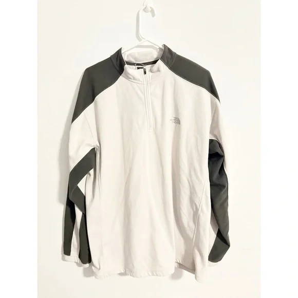North Face Mens White Gray TKA Fleece‎ 1/4 Zip