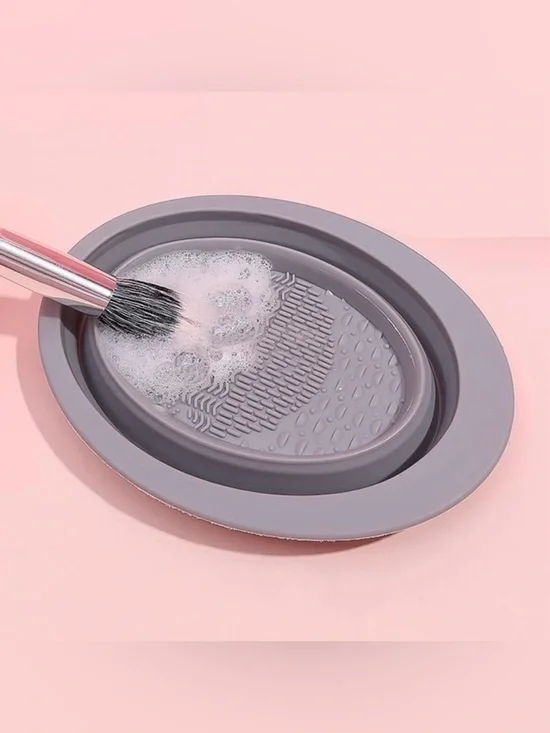 💞 New Gray Collapsible Makeup Brush & Sponge Cleaning Bowl