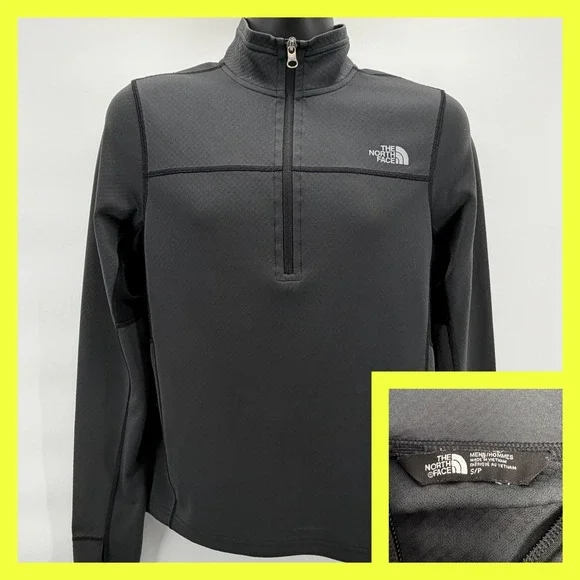 The North Face Men's FlashDry‎ 1/2 Zip Pullover Jacket Charcoal Grey Small S/P