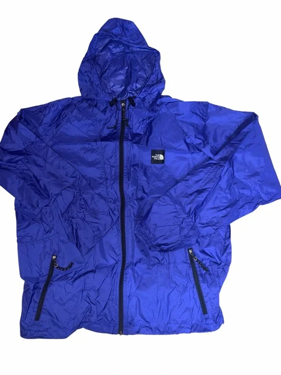 The North Face Men's Packable Rain Jacket Windbreaker Hood Royal Blue Medium NEW