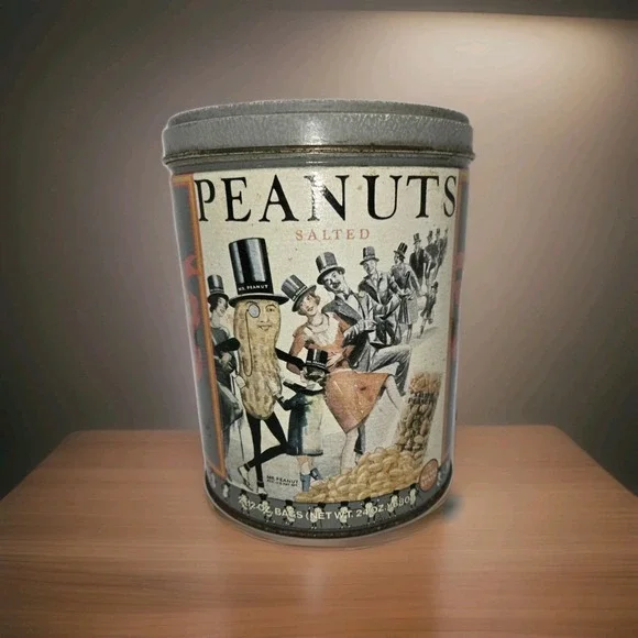 PLANTERS SALTED PEANUTS TIN CAN MR. PEANUT Rare Vintage 1989 Free‎ Shipping