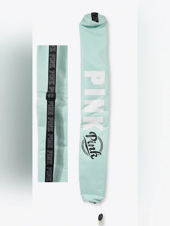 NWT VS PINK Insulated 6 Can Cooler Sling Bag Mint Green Black Logo Tube Carrier