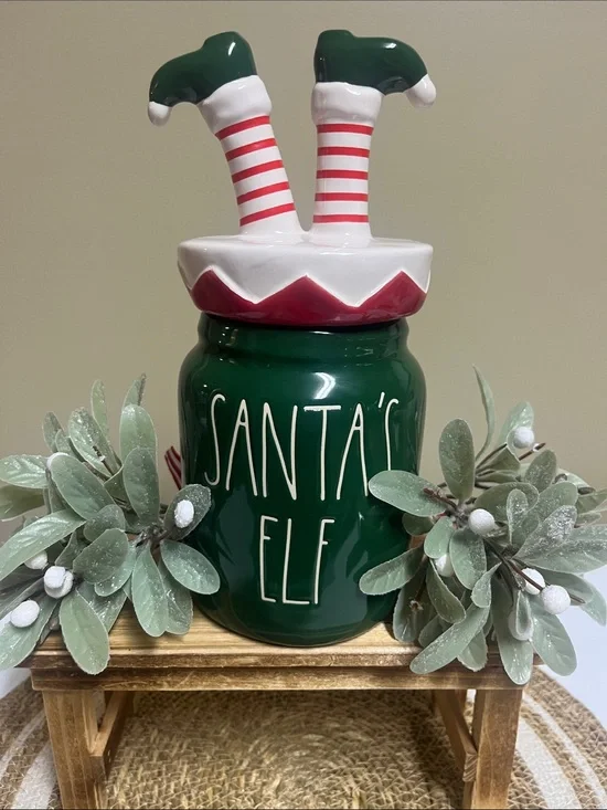 Rae Dunn Santa’s Elf Baby Canister