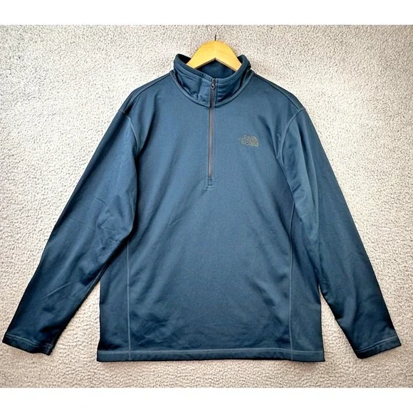 The North Face Tech Glacier Pullover Mens XL Steel Blue 1/4 Zip Fleece Hiking