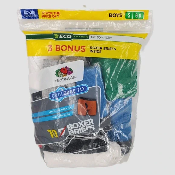 Fruit of the Loom Boys‎ Small 6-8 Boxer Briefs 10 Pack Coolzone Fly Multicolor