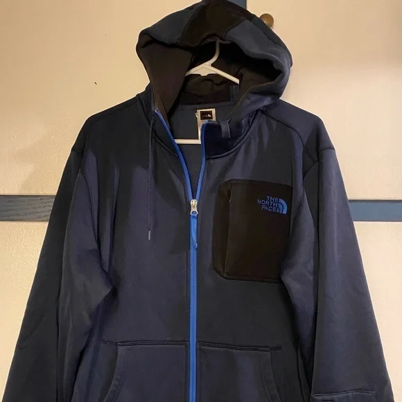 The North Face‎ Jacket Mens Size Large Hoodie Blue Full Zip Drawstring Pockets