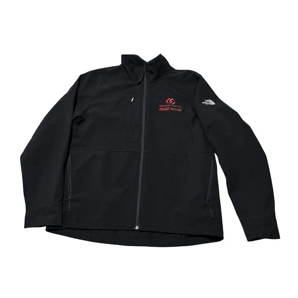 The North Face Men's Black Soft Shell Zip Up Jacket Coca Cola Logo Size XL