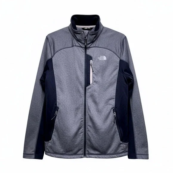 The North Face Full Zip Track Jacket Grey‎ Navy Blue Large Softshell Gorpcore