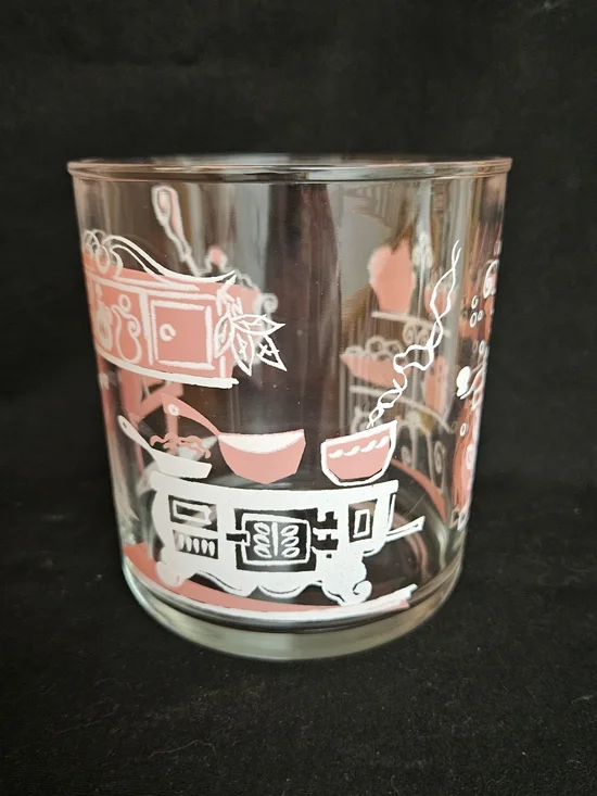 Vintage Hazel Atlas Pink Kitchen Design Glass Cottage Cheese/Sour Cream Jar