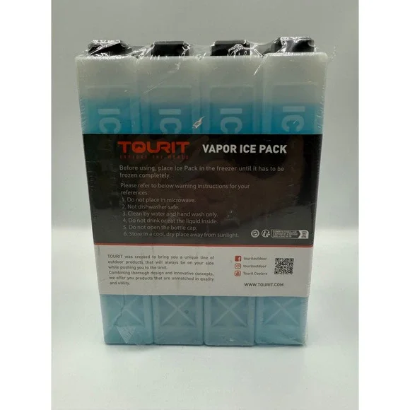 TOURIT‎ Vapor Ice Pack Set Reusable Slim Cooler Packs Non-Toxic BPA Free Blue