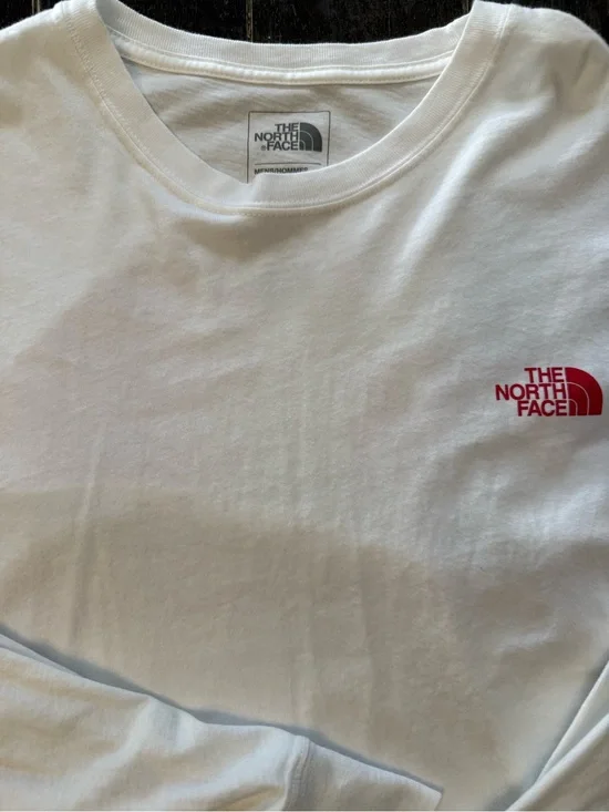 The North Face White Long Sleeve Tee with Red Logo Size XL