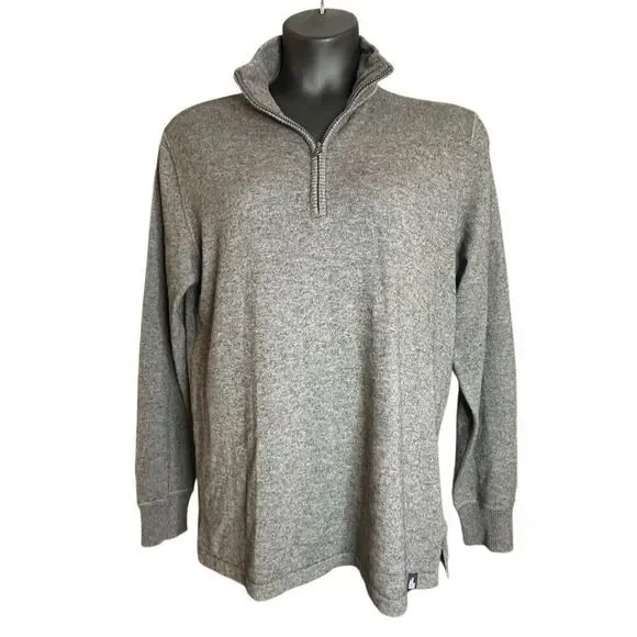 The North Face Men's Gray Mock Neck Quarter Zip Pullover Sweater Size Medium