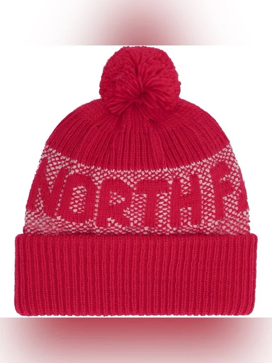 The North Face Retro Cabin Beanie, Red and White