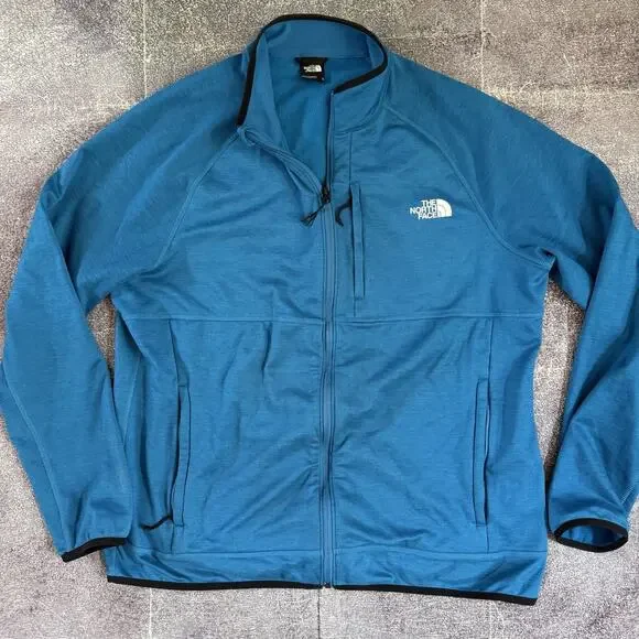 Mens The North Face Canyonlands Banff Blue Full Zip Up Light Fleece Jacket Sz XL