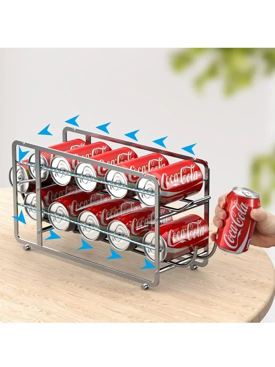 Chrome Can Dispenser Rack. Holds 12 cans