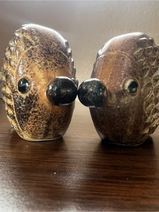 Vintage Hedgehog Ceramic Salt and Pepper Shakers