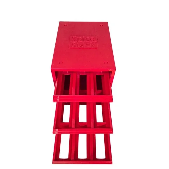 YouCopia SpiceStack 18-Bottle Spice Rack 3-Drawer Red Good Kitchen Utility Meal