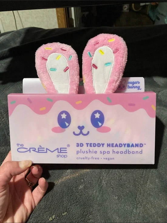 the Crème Shop Sugar Bunny 3D Teddy Pink Plush Headband