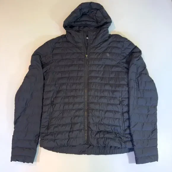 The North Face Mens M Lightweight Hooded Puffer Jacket Black Full Zip Insulated