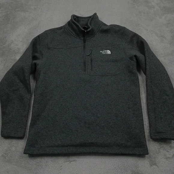 North Face Sweater Mens Large Gray 1/4 Zip Fleece Pullover Outdoor Casual