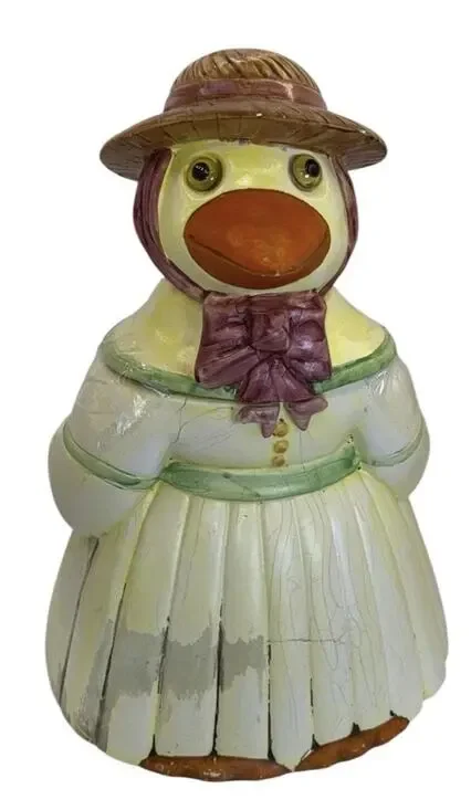 Vintage Mother Goose Cookie Jar Portugal Bisque Ceramic Glass Eyes Farmhouse