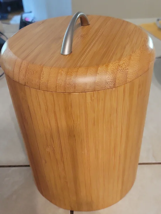 Bamboo Cylinder Storage Container With Lid And Plastic Insert
