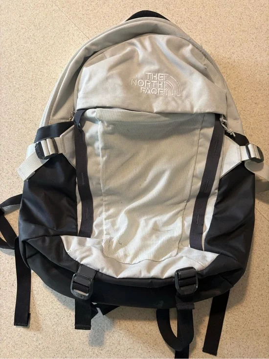 The North Face Light Gray and Black Men's Backpack