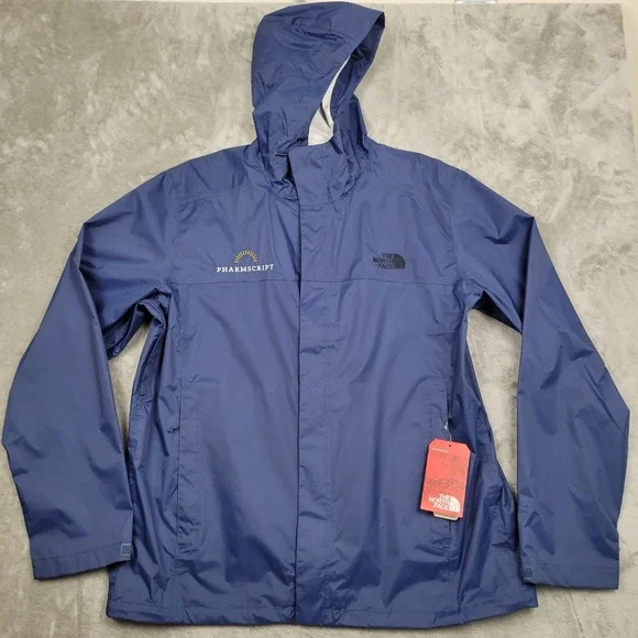 The North Face Dryvent Waterproof Breathable Mens XL Blue Hooded Rain Jacket NWT