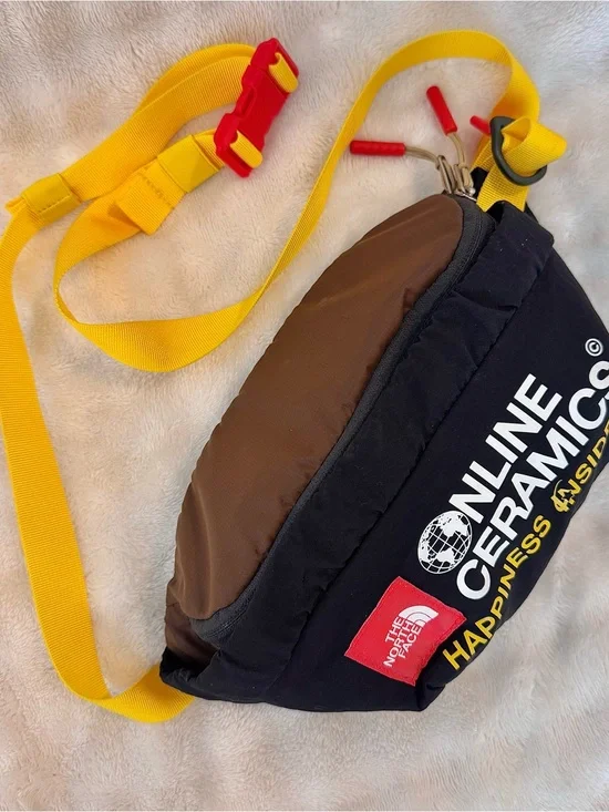The North Face x Online Ceramics Black & Brown Belt Bag with Yellow Strap