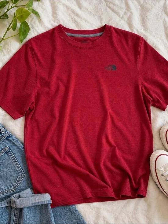 The North Face FlashDry Performance T-Shirt Men’s Large Red Athletic Hiking Tee