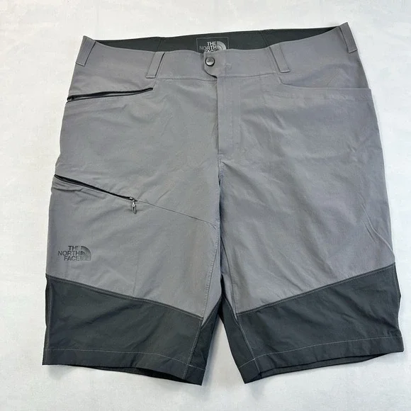 The North Face Cargo Hiking Shorts Men's 38 Gray Zip Pocket Outdoor Stretch
