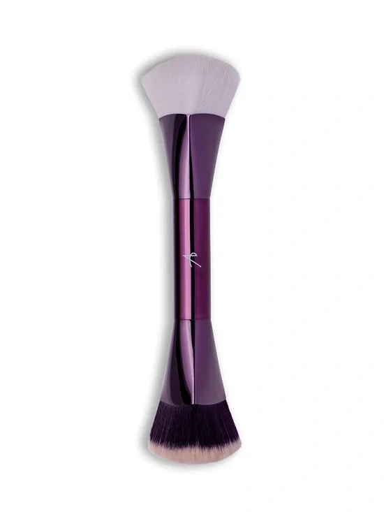 Dual-Ended Purple Makeup Brush for Powder & Liquid Application
