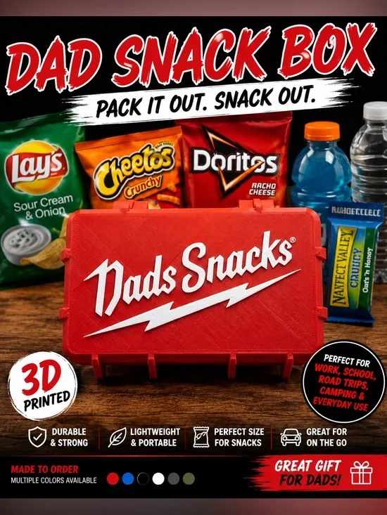 3D Printed Dad Snack Box Portable Snack Storage Case