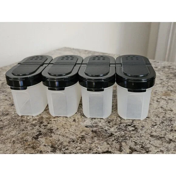 Set of 4 Tupperware Small Spice Shakers With White Lids EUC