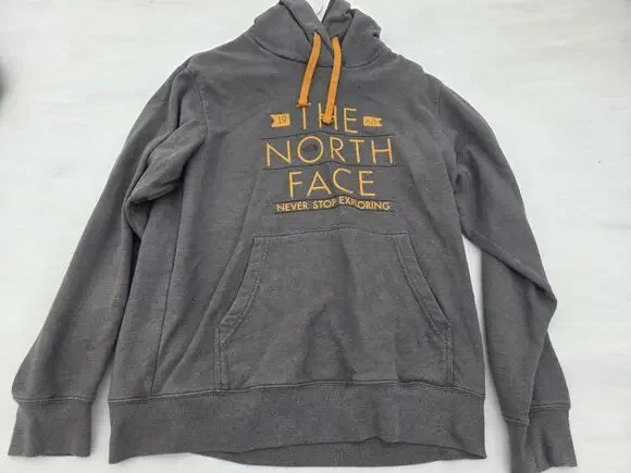 The North Face Mens Hoodie Sweatshirt Large Gray Pullover Graphic Logo READ