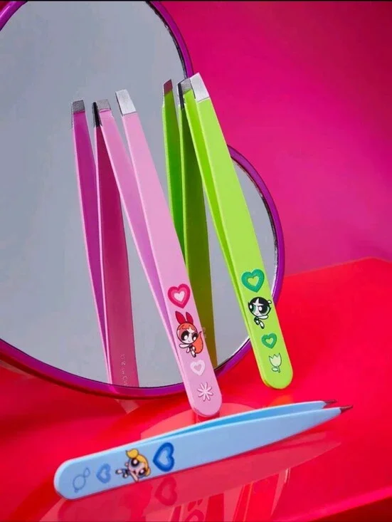 Cartoon Network Powerpuff Girls Tweezers in Pink, Lime Green, Light Blue