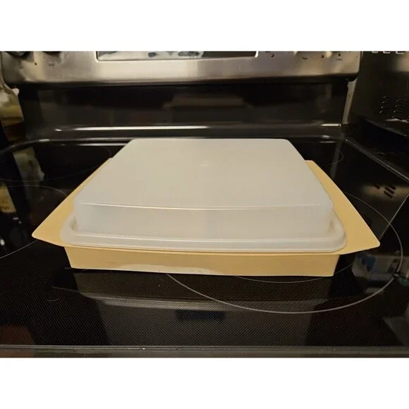 Vintage Harvest Gold Tupperware Deviled Egg Keeper Carrier & Lid Only No Trays