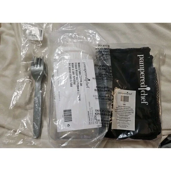 NIP Pampered Chef Make & Take Mason Jar Lunch Set W Fork & Spoon & Insulated Bag